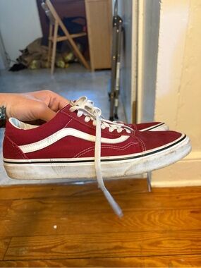 Vans Red Low-Top Sneakers with White Stripe